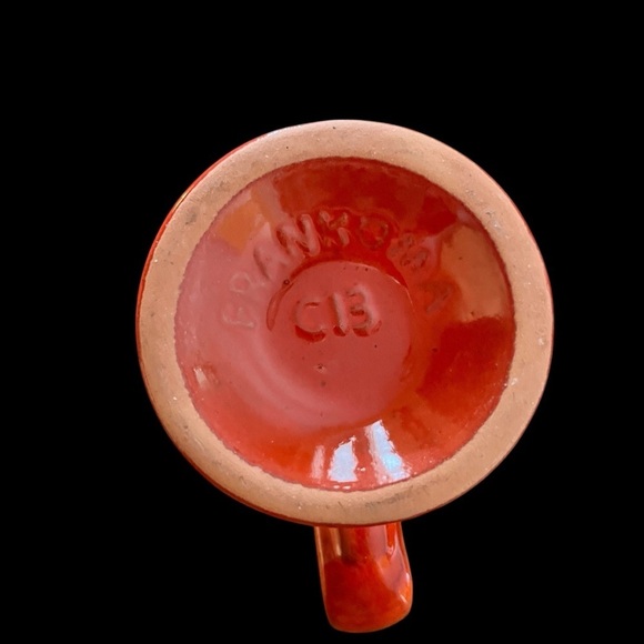 Vintage Frankoma Pottery Westwind Flame Red Orange Stemmed Mugs Set Of 4 - Picture 12 of 16